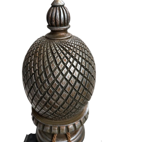 Stocking Holders Artichoke Pineapple Finial Elegant Silver/Gold/Bronze Set of 2 - Picture 2 of 16